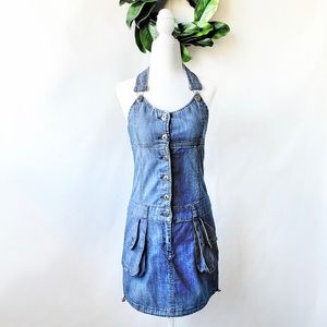 Denim Halter Mini Dress